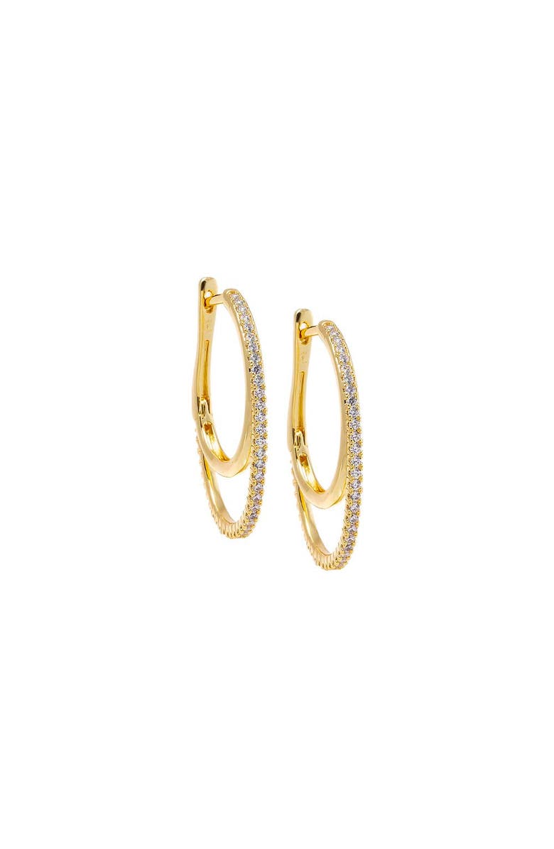 BY ADINA EDEN Layered Double Hoop CZ Earring, Main, color, Gold