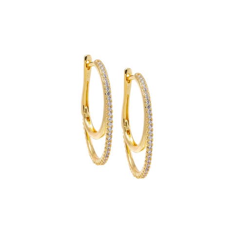 Layered Double Hoop CZ Earring
