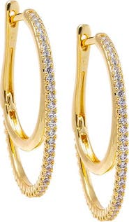 BY ADINA EDEN Layered Double Hoop CZ Earring