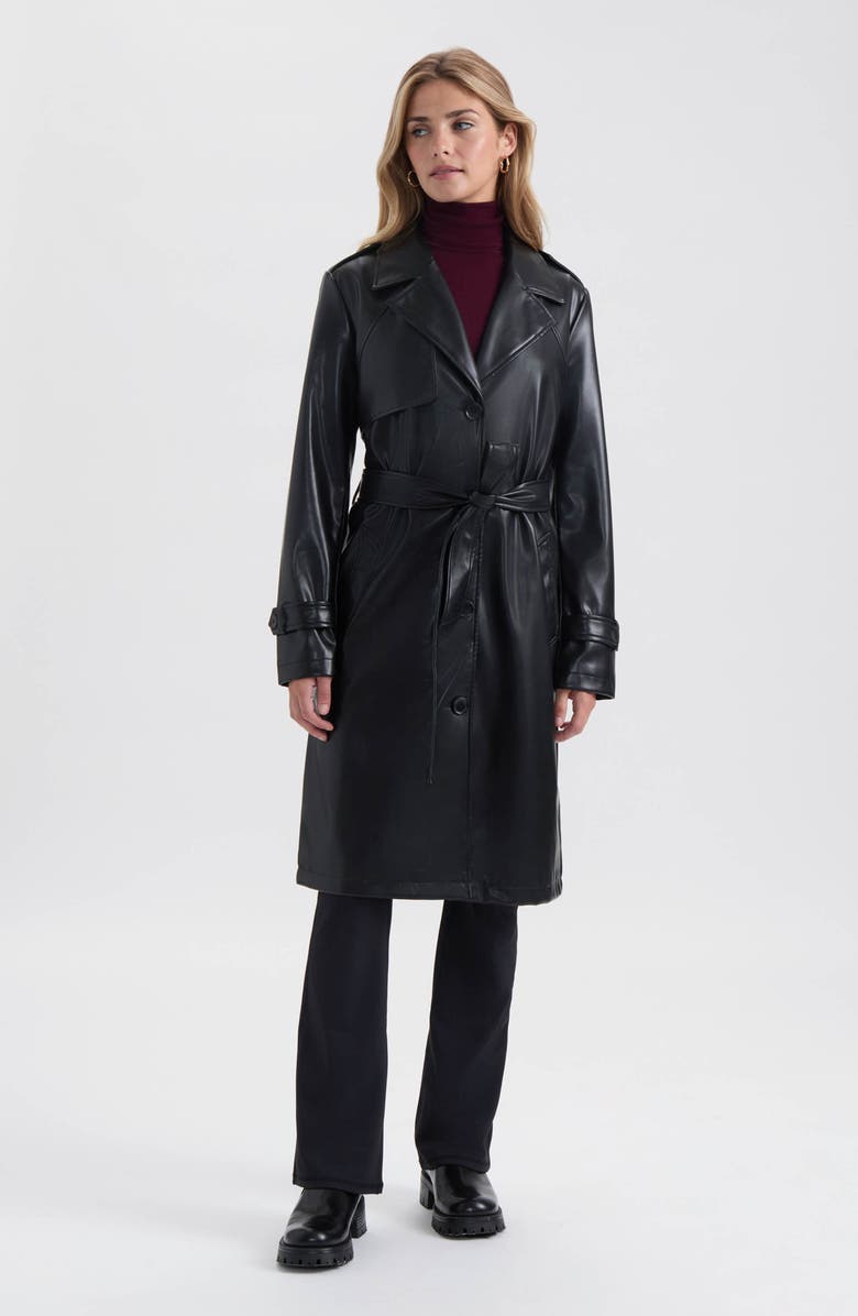 NVLT Faux Leather Trench Coat, Alternate, color,