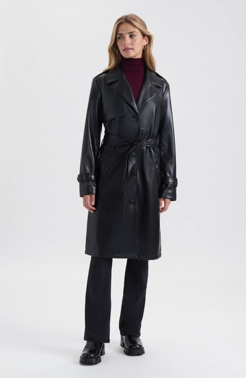 Nvlt Faux Leather Trench Coat In Black