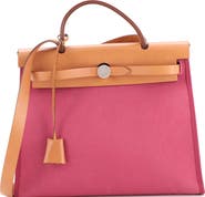 Pre-Owned Hermes Herbag Zip Leather and Toile 31