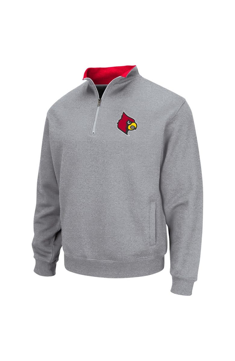 COLOSSEUM Men's Colosseum Heathered Gray Louisville Cardinals Tortugas Team Logo Quarter-Zip Jacket, Alternate, color, Heather Gray