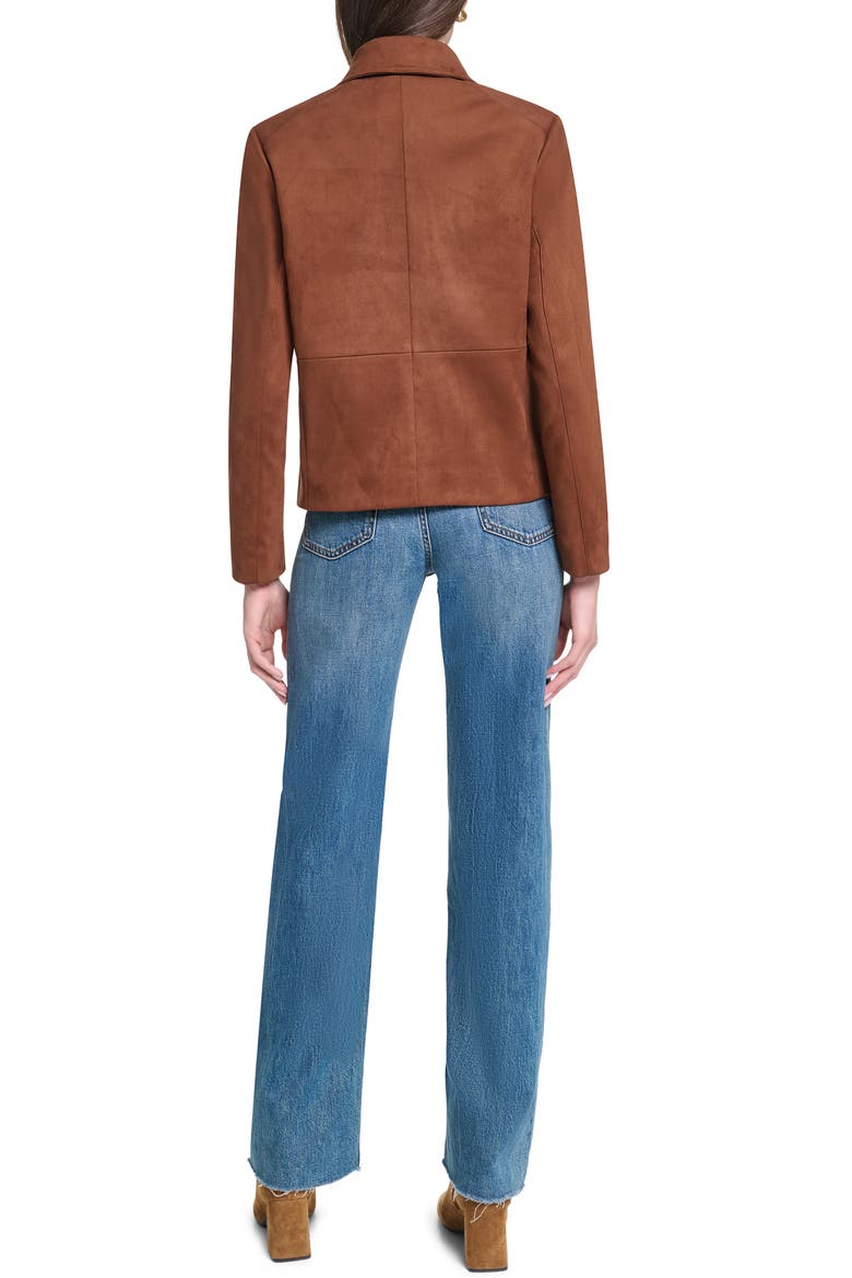 Faux Suede Button Front Jacket, Alternate, color, COGNAC