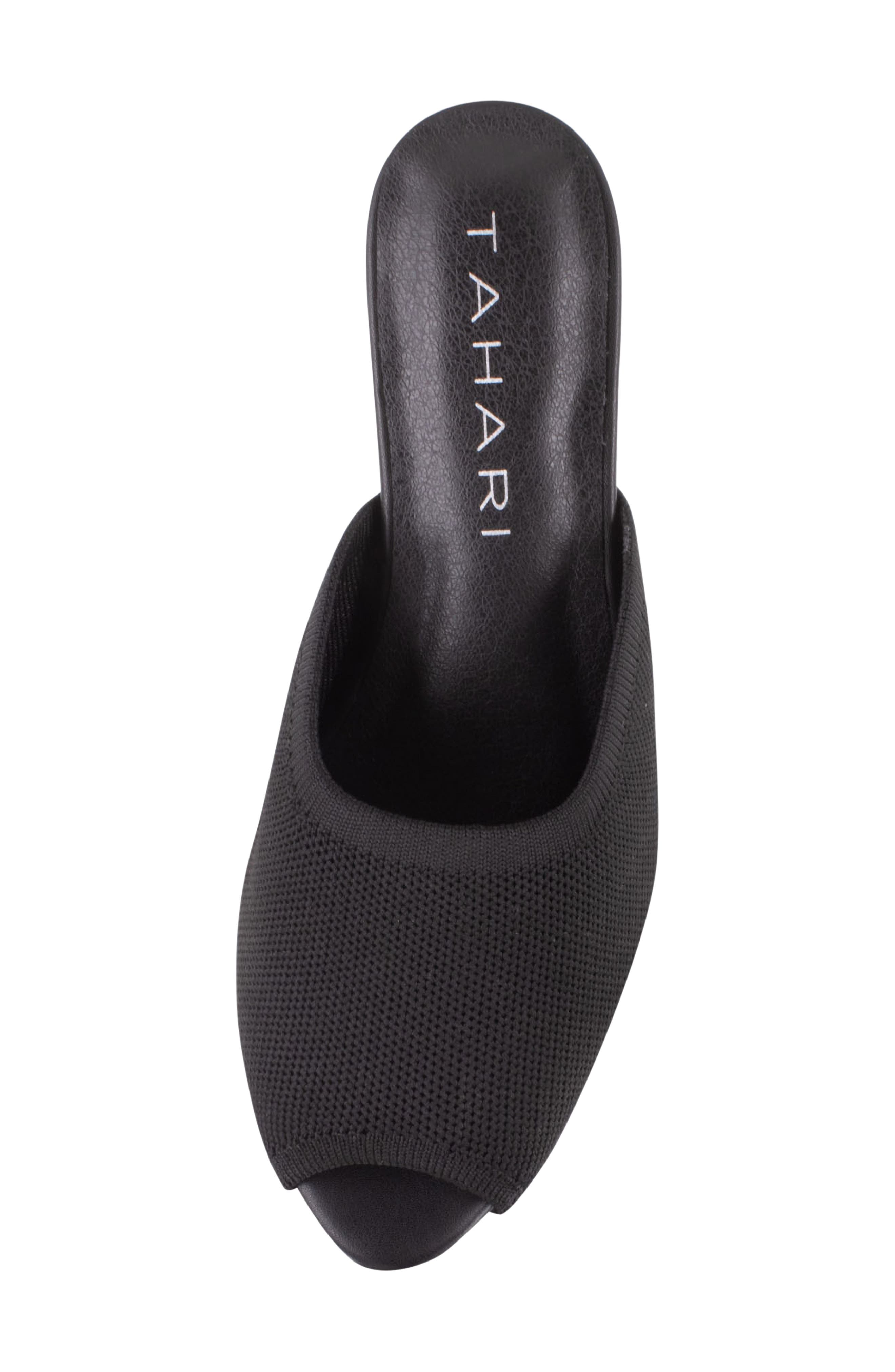 Tahari Maui Peep Toe Kitten Heel Slide Sandal, Alternate, color, Black