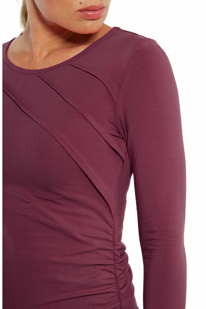 Sunburst Pleated Maternity Top, Alternate, color, WINE