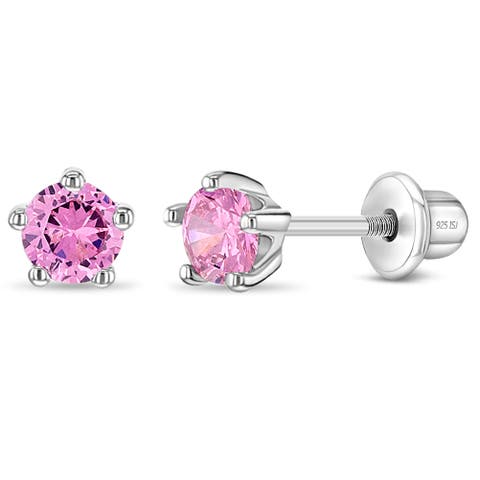 Classic Cubic Zirconia Birthstone Solitaire Earrings