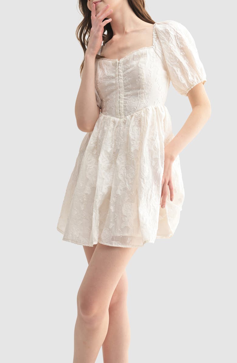 Lush Corset Puff Sleeve Minidress, Alternate, color, Cream