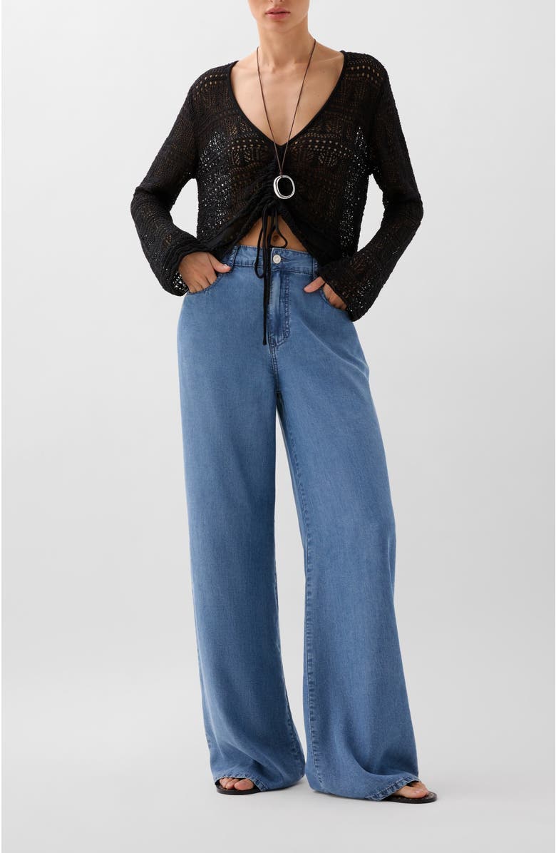 Scalpers Front Pointelle Jumper, Alternate, color, Black