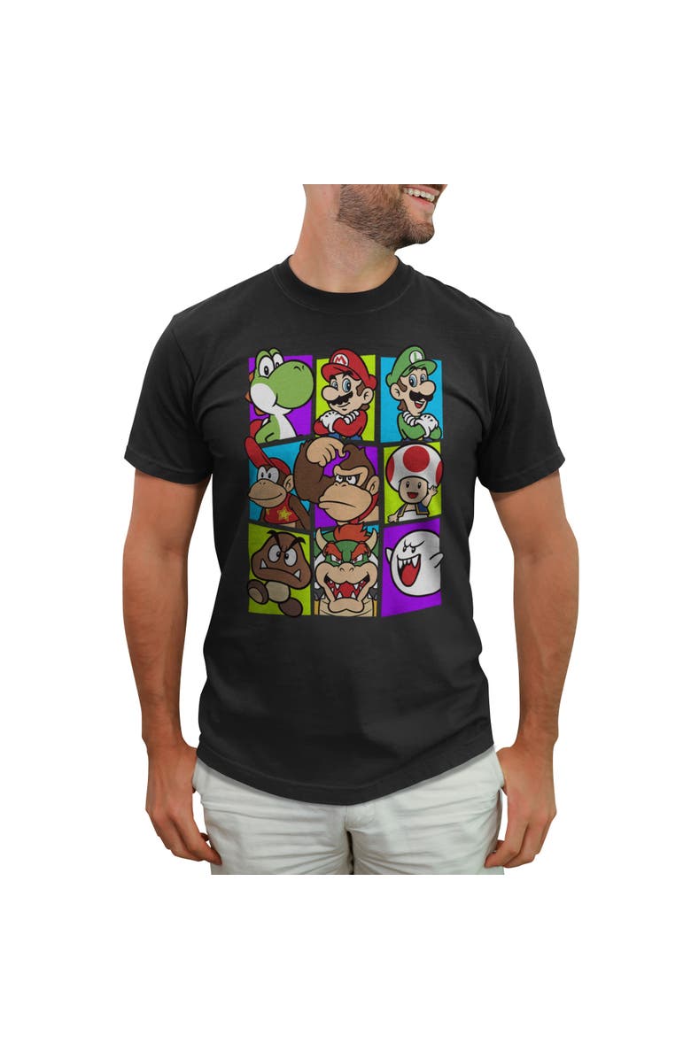NINTENDO Men's Nintendo Mario Cast  Graphic T-Shirt, Main, color, Black