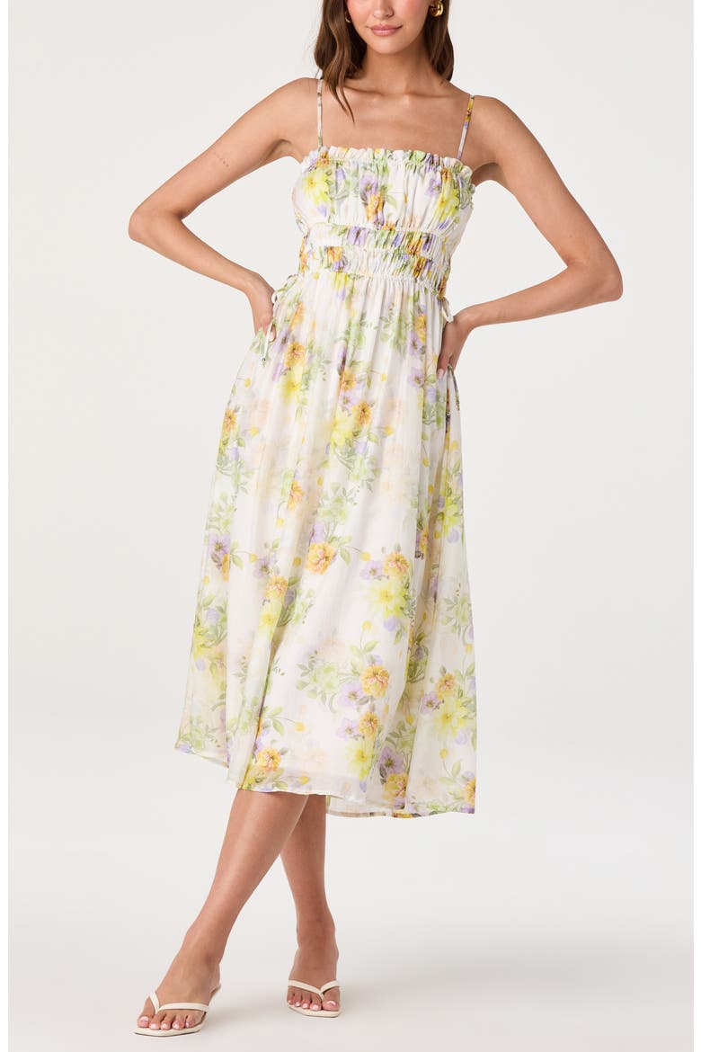 Maren Floral Print A-Line Dress, Alternate, color, WHITE MULTI FLORAL