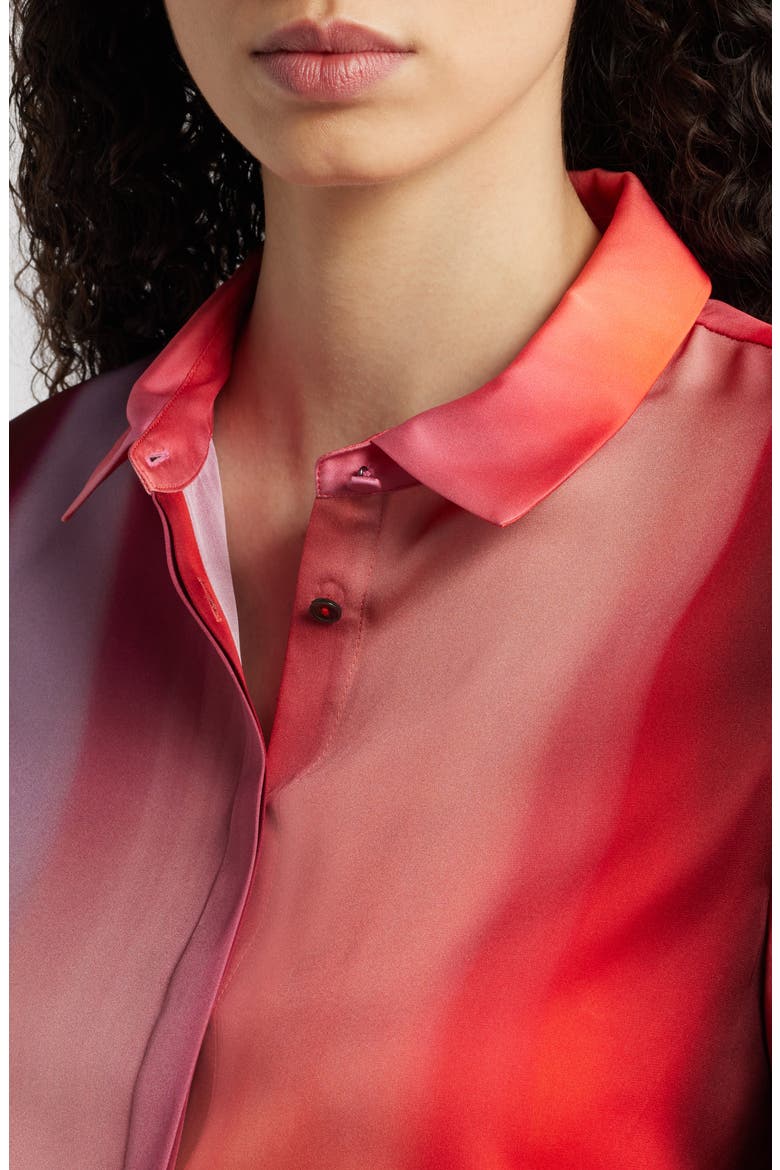 Printed Silk Blend Button-Up Shirt, Alternate, color, POPPY MULTI