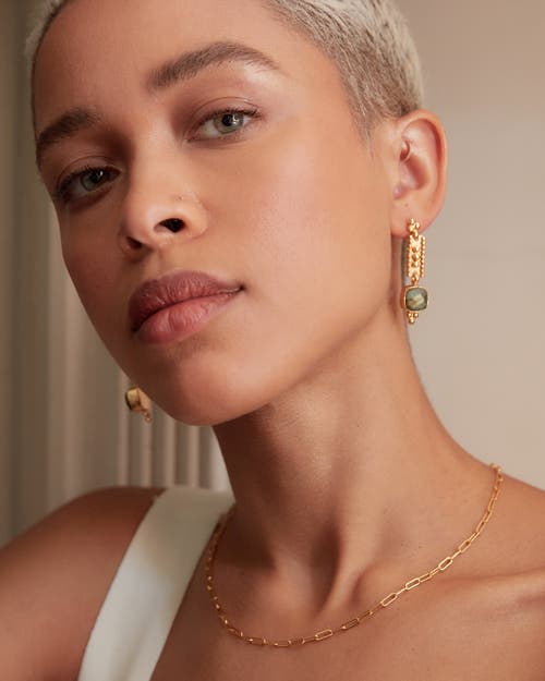 Ottoman Hands Shahrzad Labradorite Drop Earrings In Gold