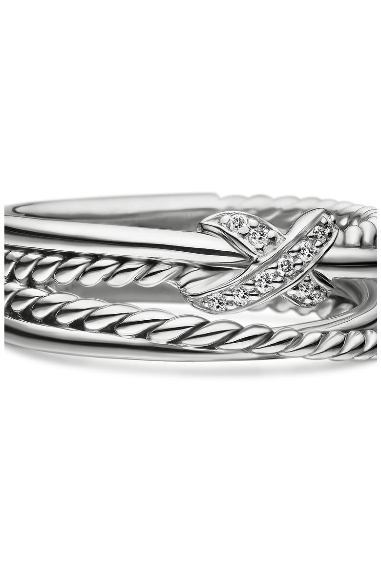X Crossover Ring with Diamonds, Alternate, color, DIAMOND