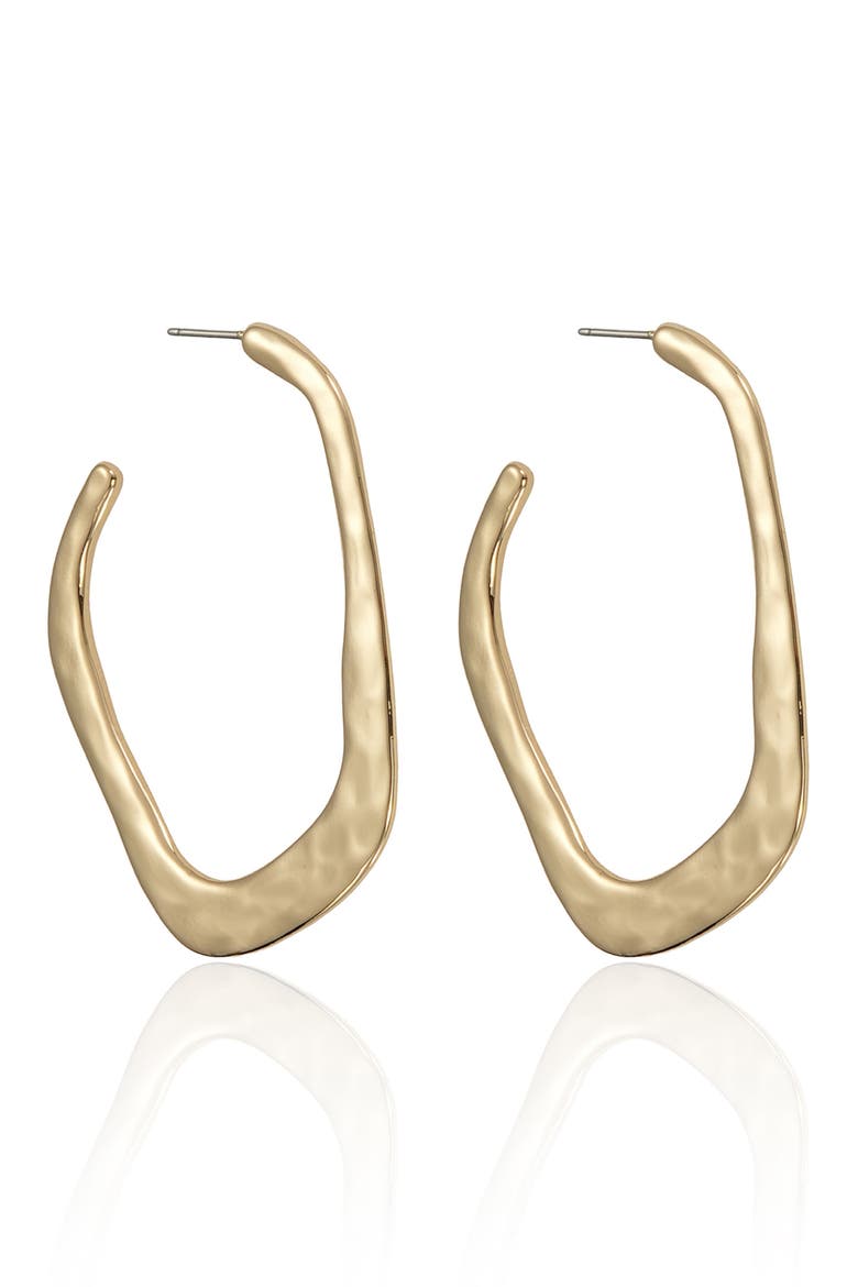 Hammered Geometric Hoop Earrings, Alternate, color, GOLD
