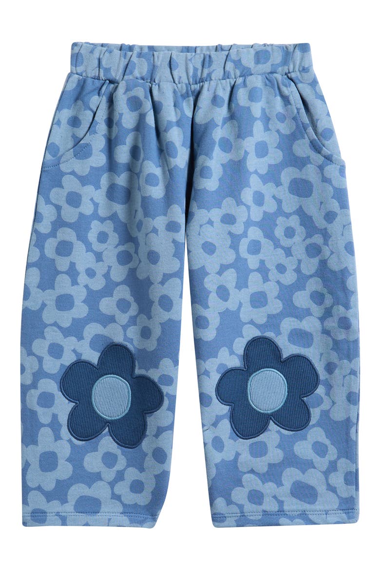 Kids' Floral Barrel Leg Cotton Pants, Main, color, BLUE