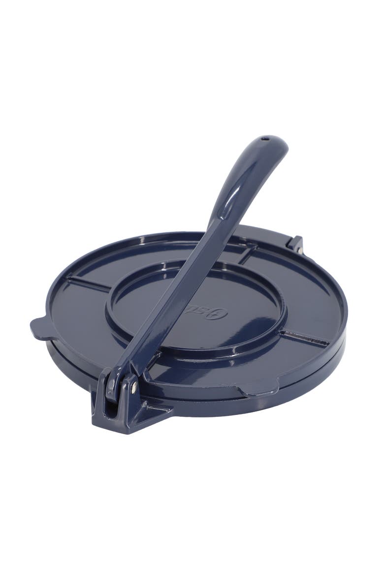 Ravello 8 Inch Cast Aluminum Round Tortilla Press, Main, color, Dark Blue