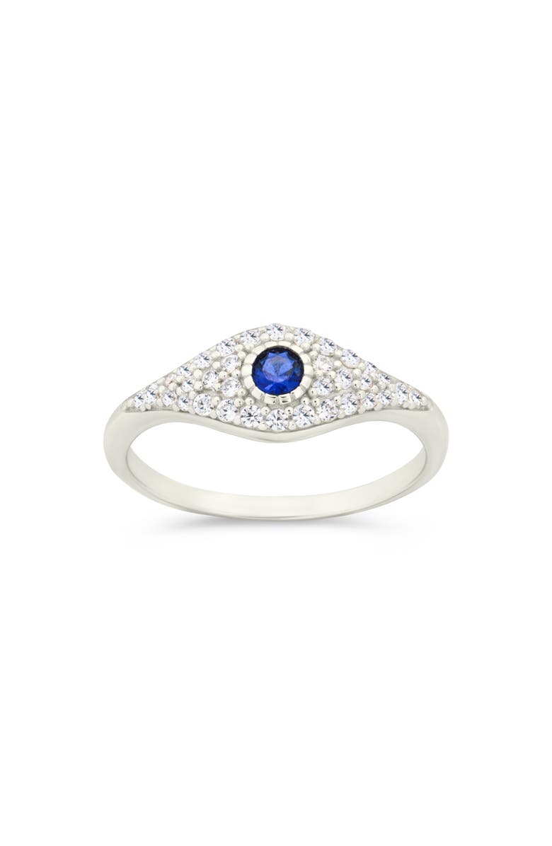 Sterling Forever Mozzie Cubic Zirconia Evil Eye Ring, Main, color, Silver