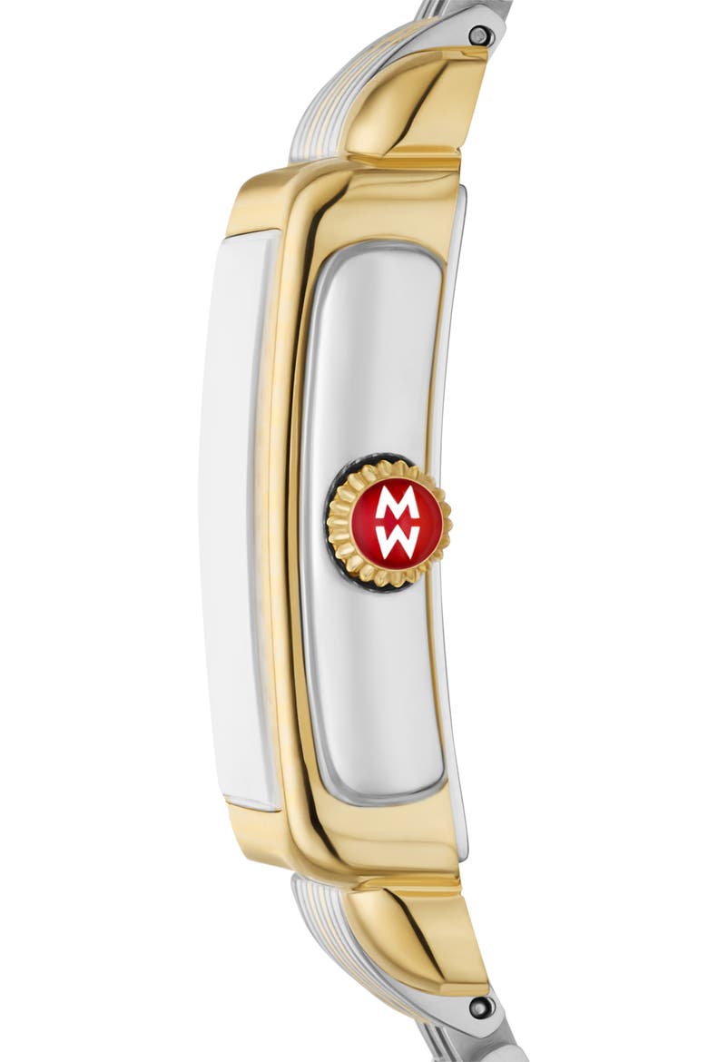 Deco Courbe Diamond & 18K Gold Plate Bracelet Watch, 26mm x 32mm, Alternate, color, TWO TONE