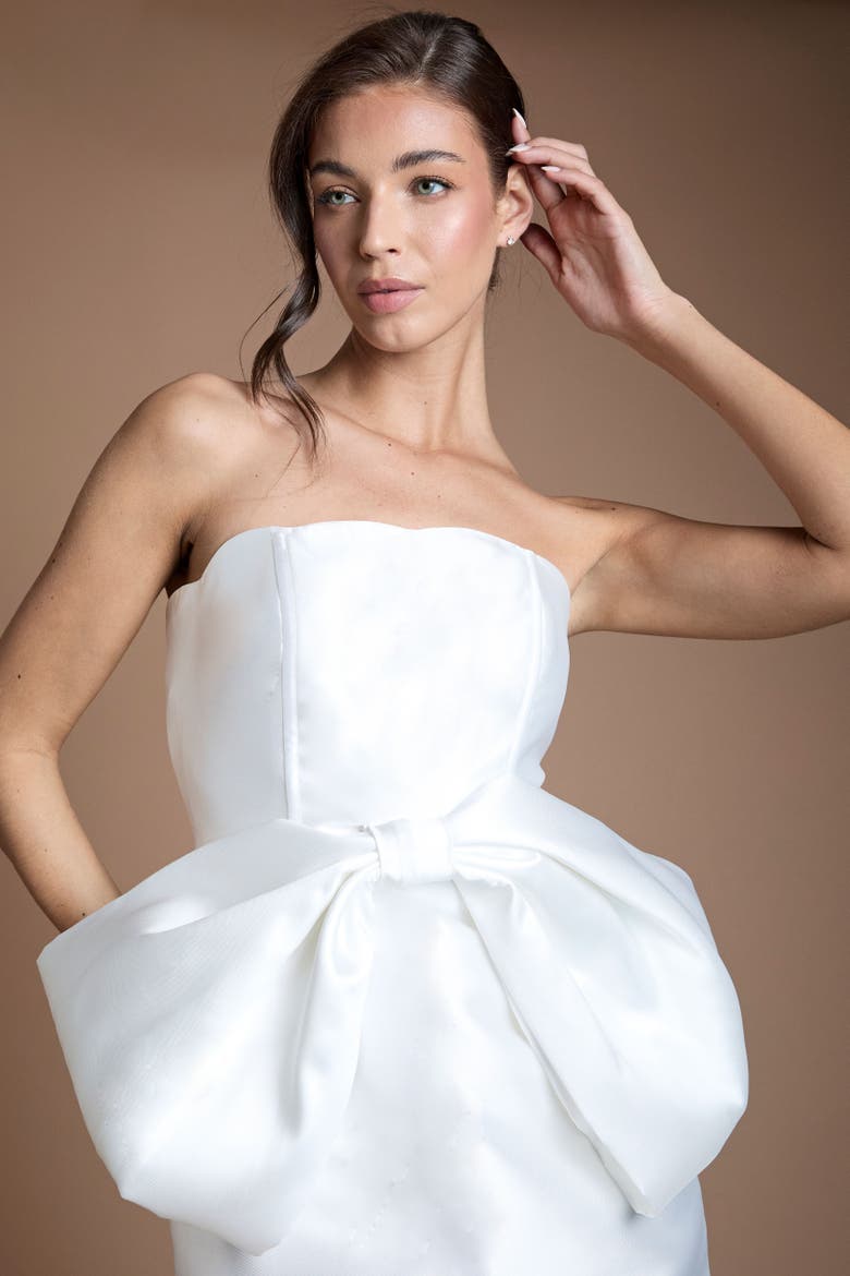 Bow Detail Wedding Dress, Alternate, color, Ivory