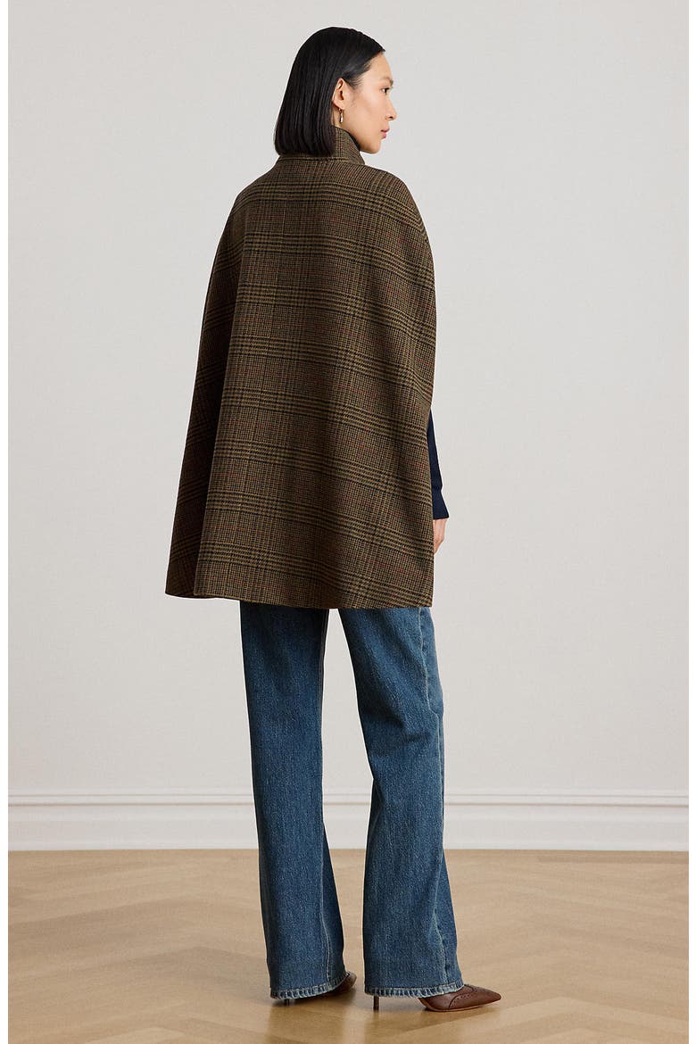 Houndstooth Wool Blend Cape, Alternate, color, GRAND LODEN PLAID