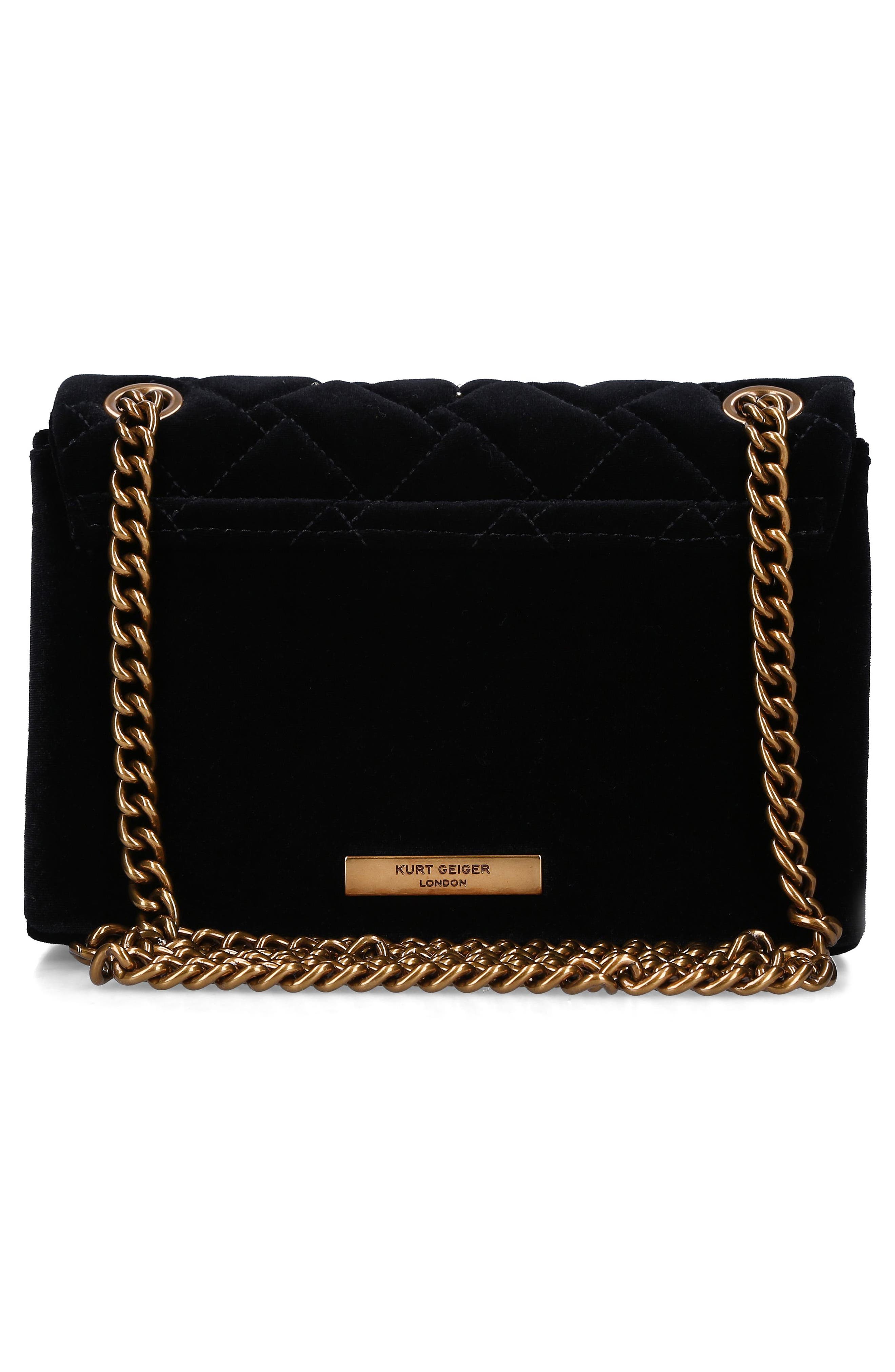 Kurt Geiger London Mini Kensington Eye Quilted Velvet Crossbody Bag, Alternate, color, 