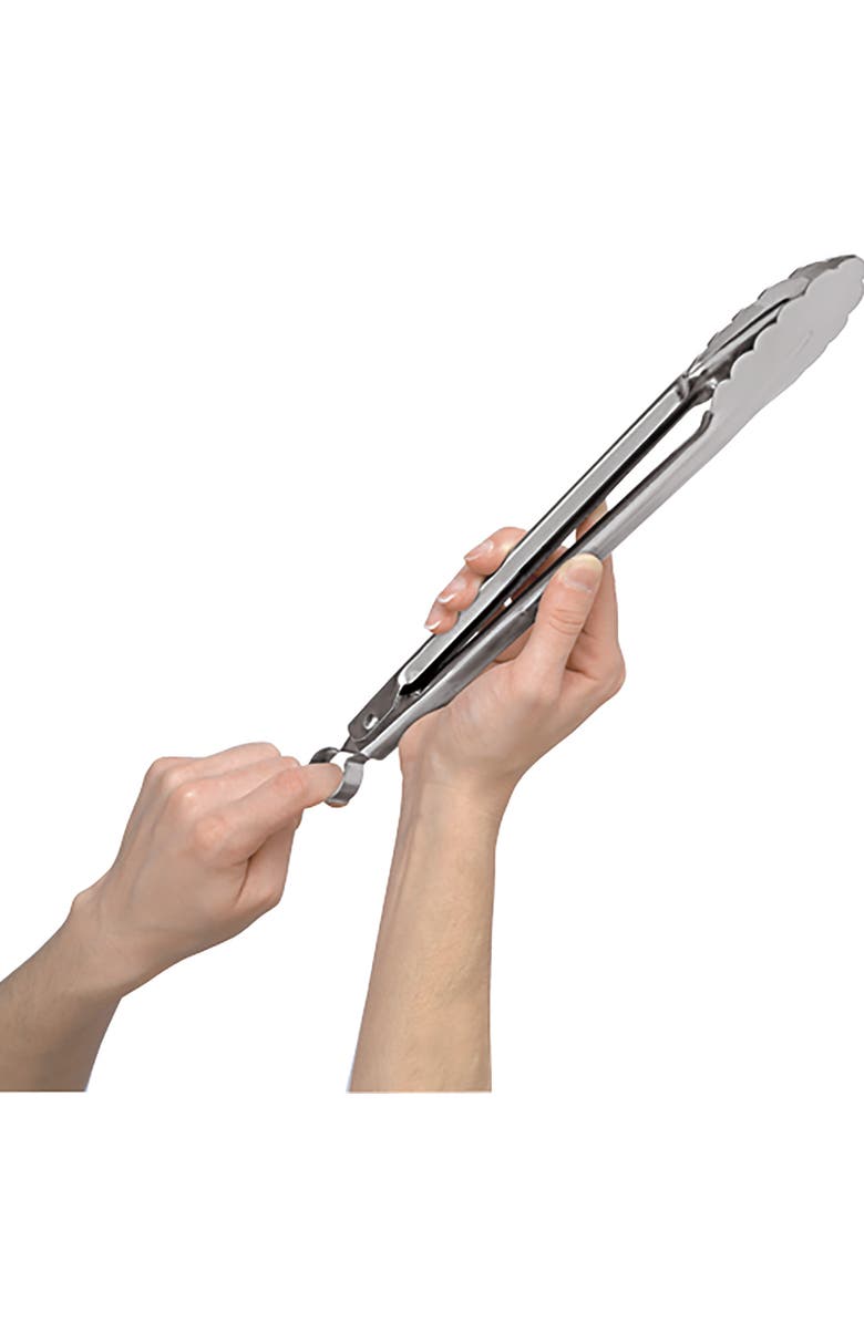 CUISIPRO 16 Inch Stainless Steel Locking Tongs, Silver, Alternate, color, Silver