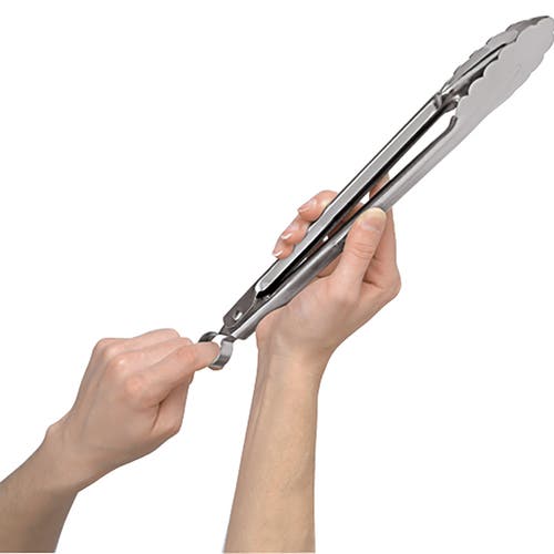 Cuisipro 16 Inch Stainless Steel Locking Tongs, Silver In Silver