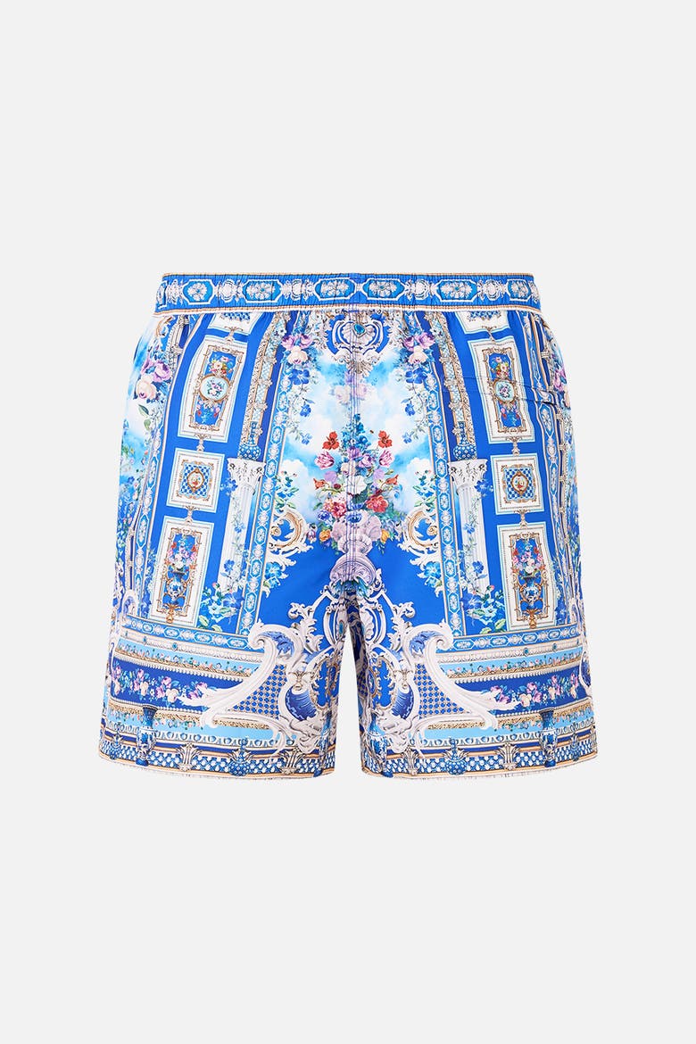 Mid Length Boardshort With Elastic Waist, Alternate, color, Ottoman Opulence