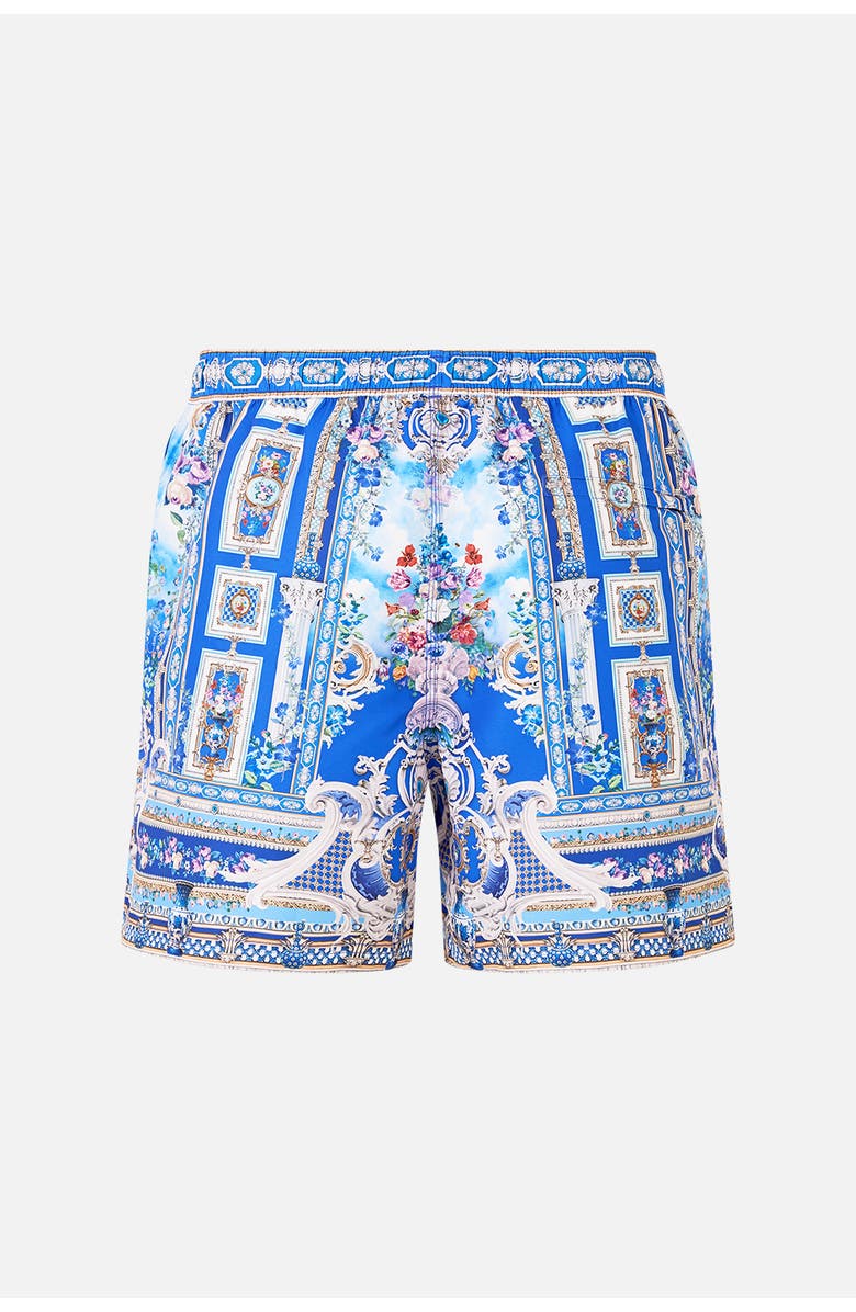 Camilla Mid Length Boardshort With Elastic Waist, Alternate, color, Ottoman Opulence