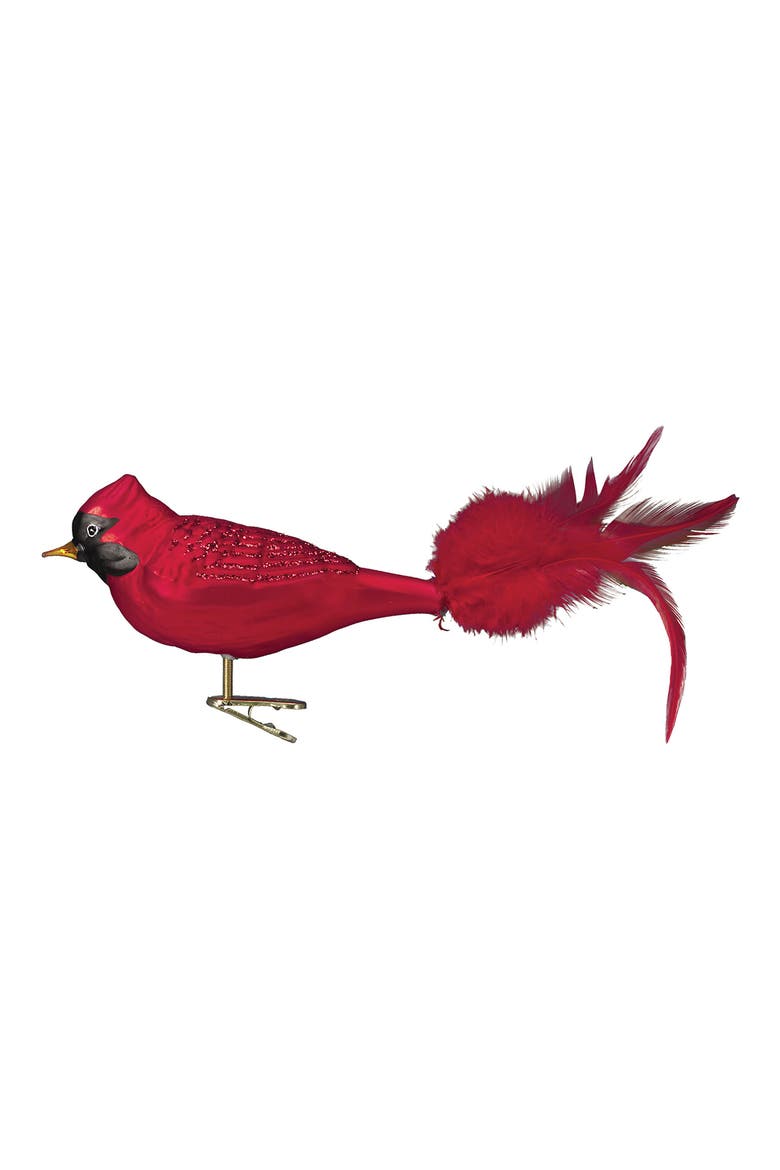 Red Cardinal Glass Ornament, Main, color, RED