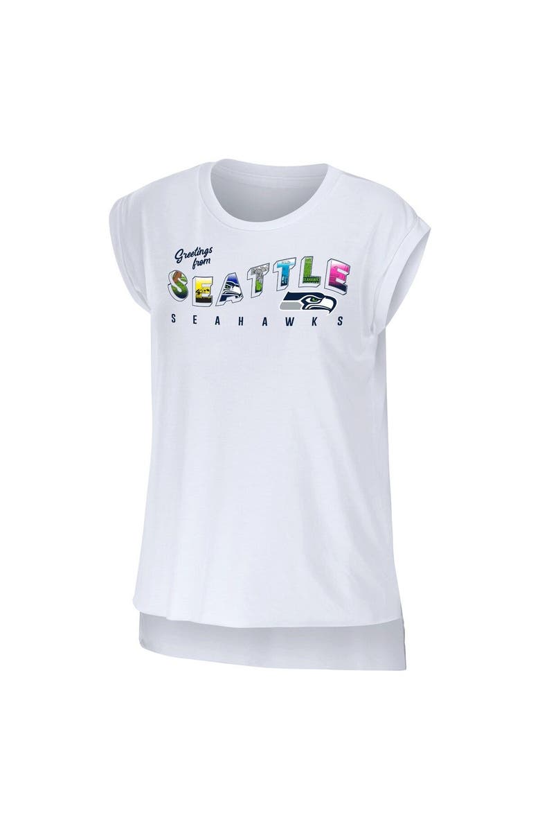 WEAR by Erin Andrews Women's WEAR by Erin Andrews White Seattle Seahawks Greetings From Muscle T-Shirt, Alternate, color, White