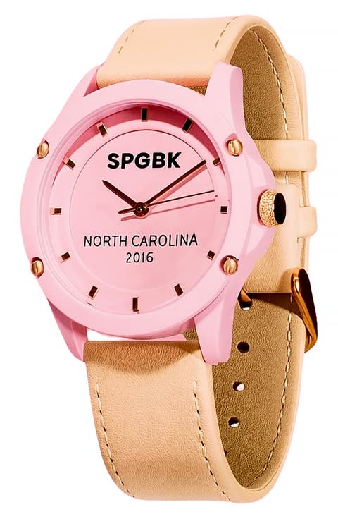 Pink Lemonade Leather Strap Watch, 44mm