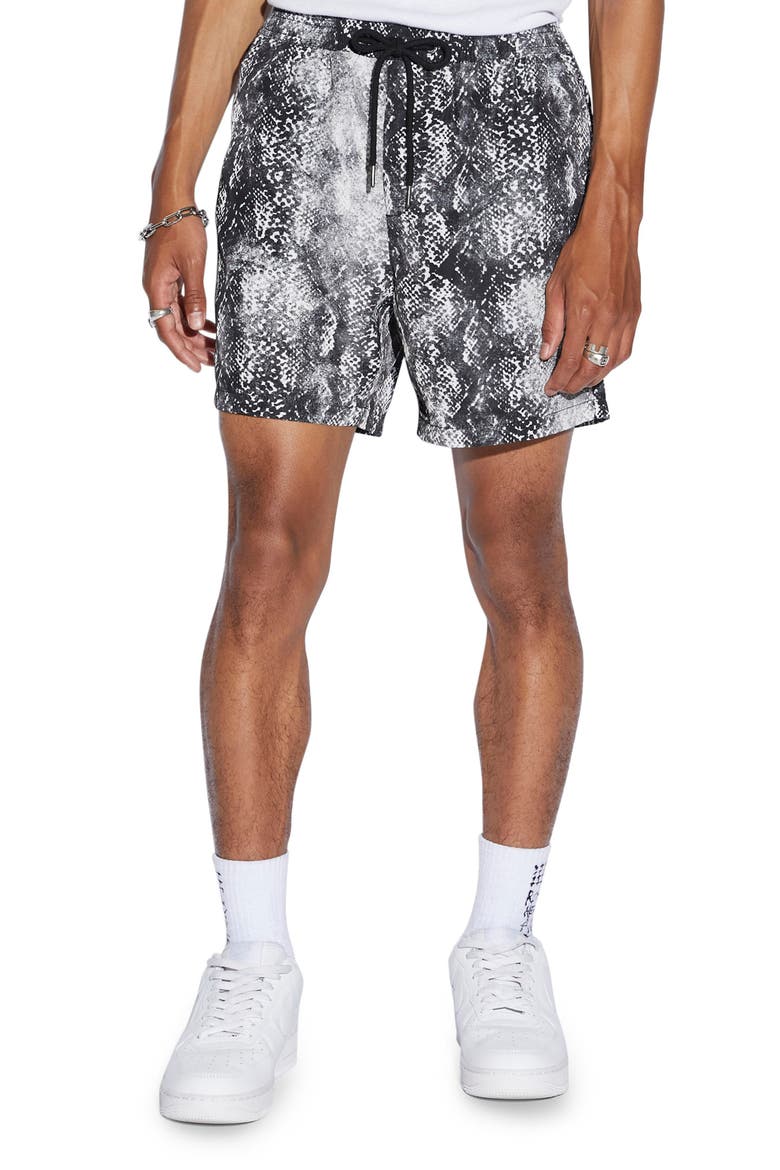Mamba Water Resistant Drawstring Board Shorts, Main, color, BLACK