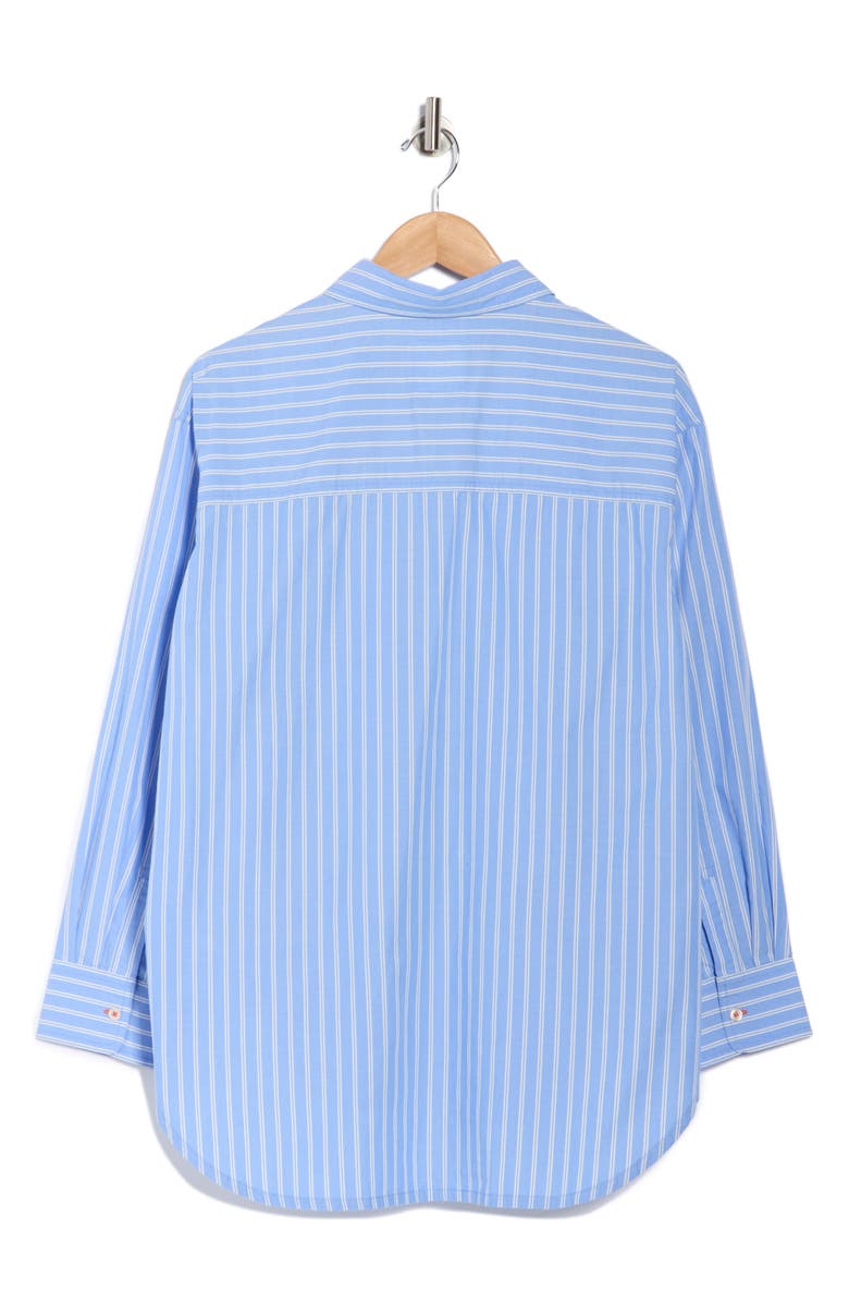 C & C California Alaina Oversize Embroidered Stripe Button-Up Shirt, Alternate, color, Blue / White Stripe Lobster