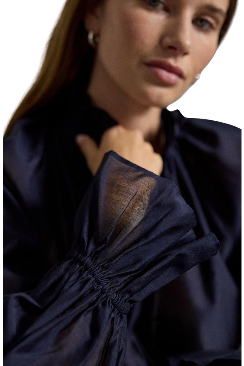 Cotton & Silk Organdy Shirt, Alternate, color, HUNTER NAVY