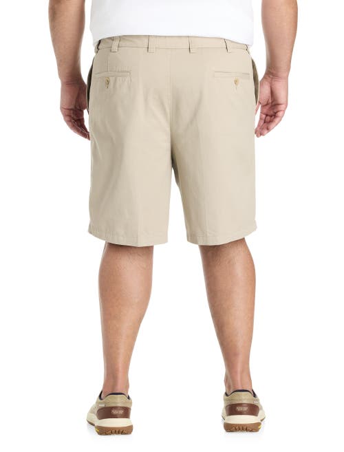 Harbor Bay By Dxl Big & Tall Waist-relaxer Pleated Shorts In Khaki