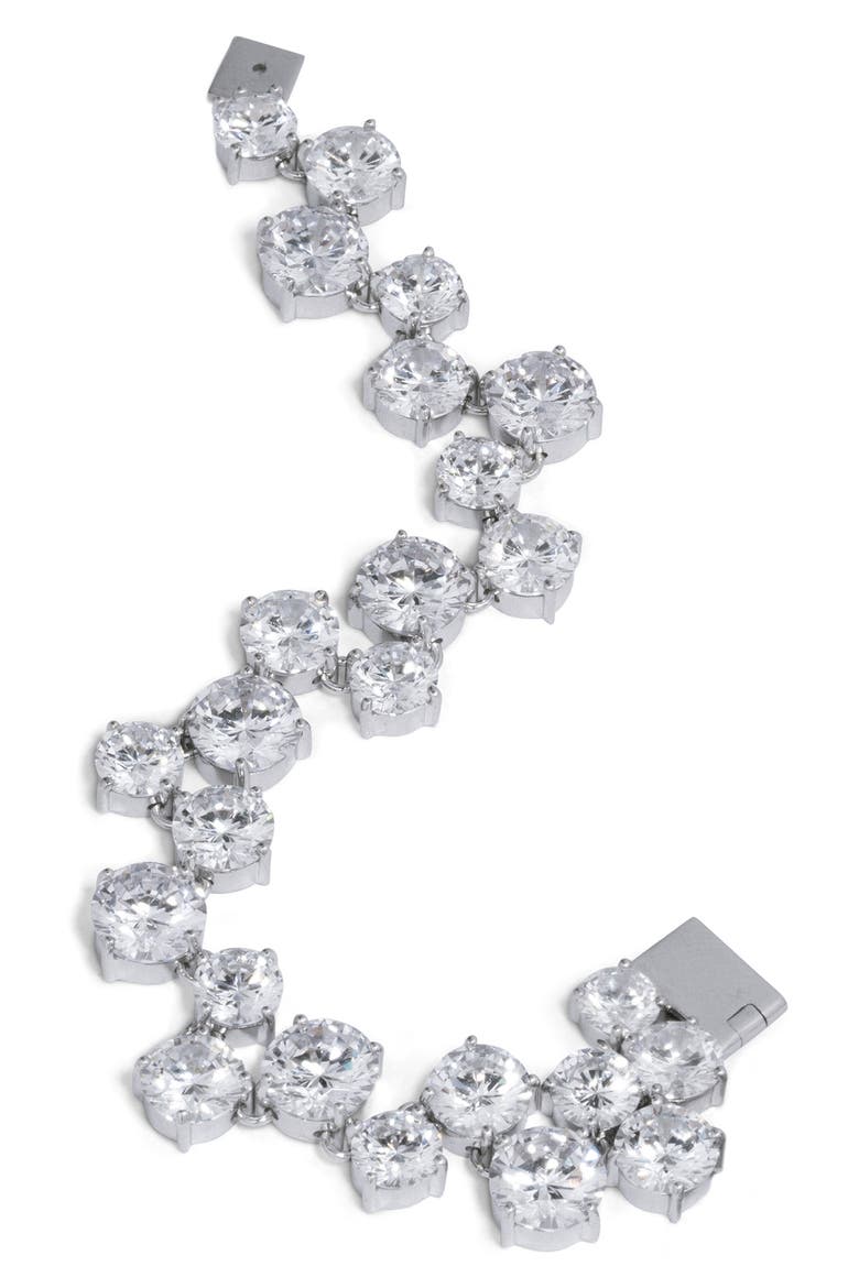 Cubic Zirconia Bracelet, Alternate, color, RHODIUM