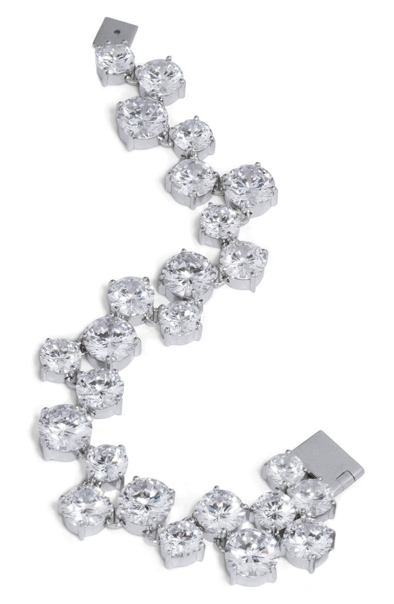 COMPLETEDWORKS Cubic Zirconia Bracelet, Alternate, color, Rhodium