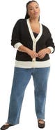June + Vie Contrast V-Neck Cardigan