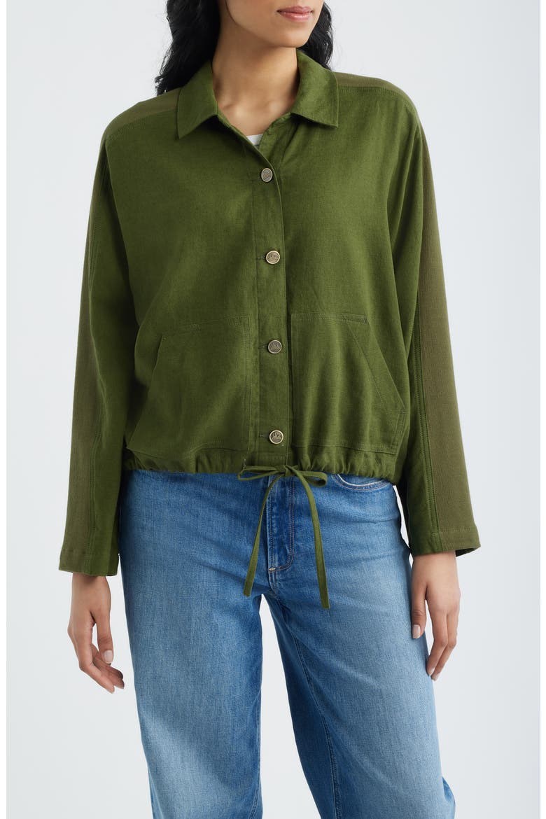Crop Dolman Sleeve Shirt Jacket, Alternate, color, PINE