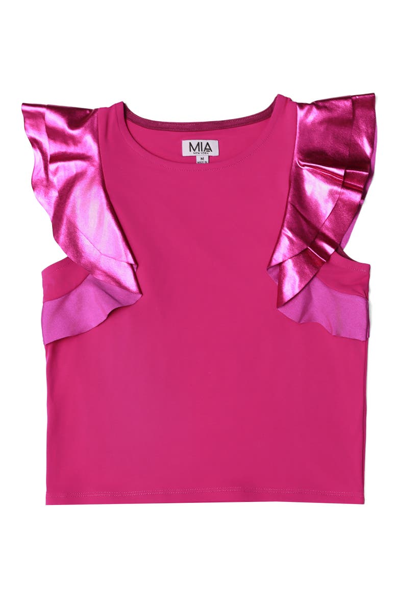 Kids' Flutter Sleeve Top, Main, color, BERRY