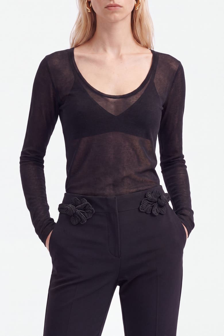 Sheer Knit Top, Alternate, color, Black