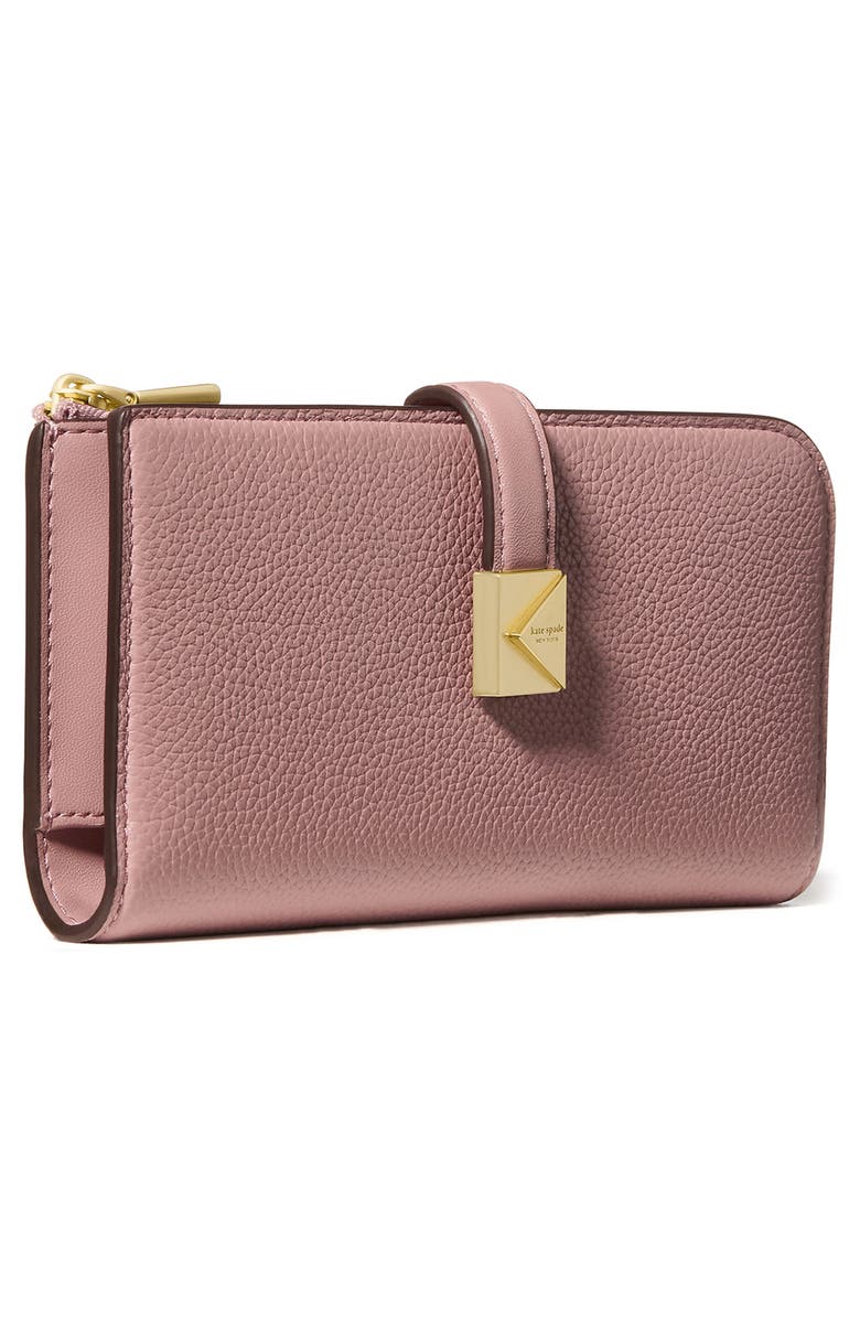 Kate Spade New York deco pebbled leather zip wallet, Alternate, color, Dusk Rose