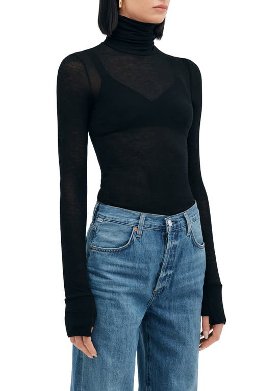 Two Lines By Marcella Tallin Sheer Turtleneck Top In Black