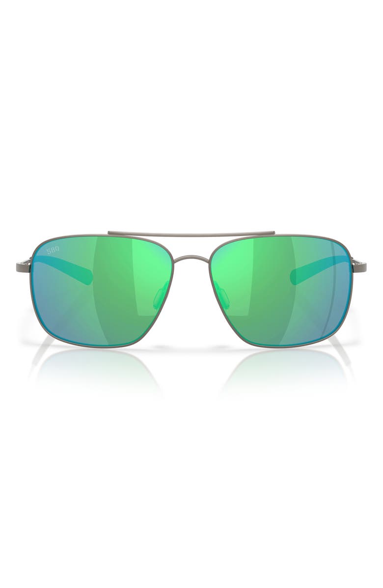 Costa Del Mar Canaveral 59mm Polarized Mirrored Phantos Sunglasses, Main, color, Gunmetal / Green Mirror 580G