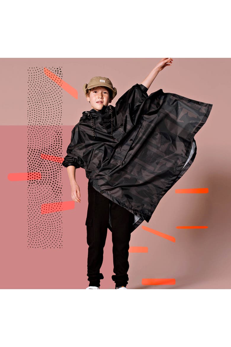 Kids Rain Poncho Back To Art, Alternate, color, Black