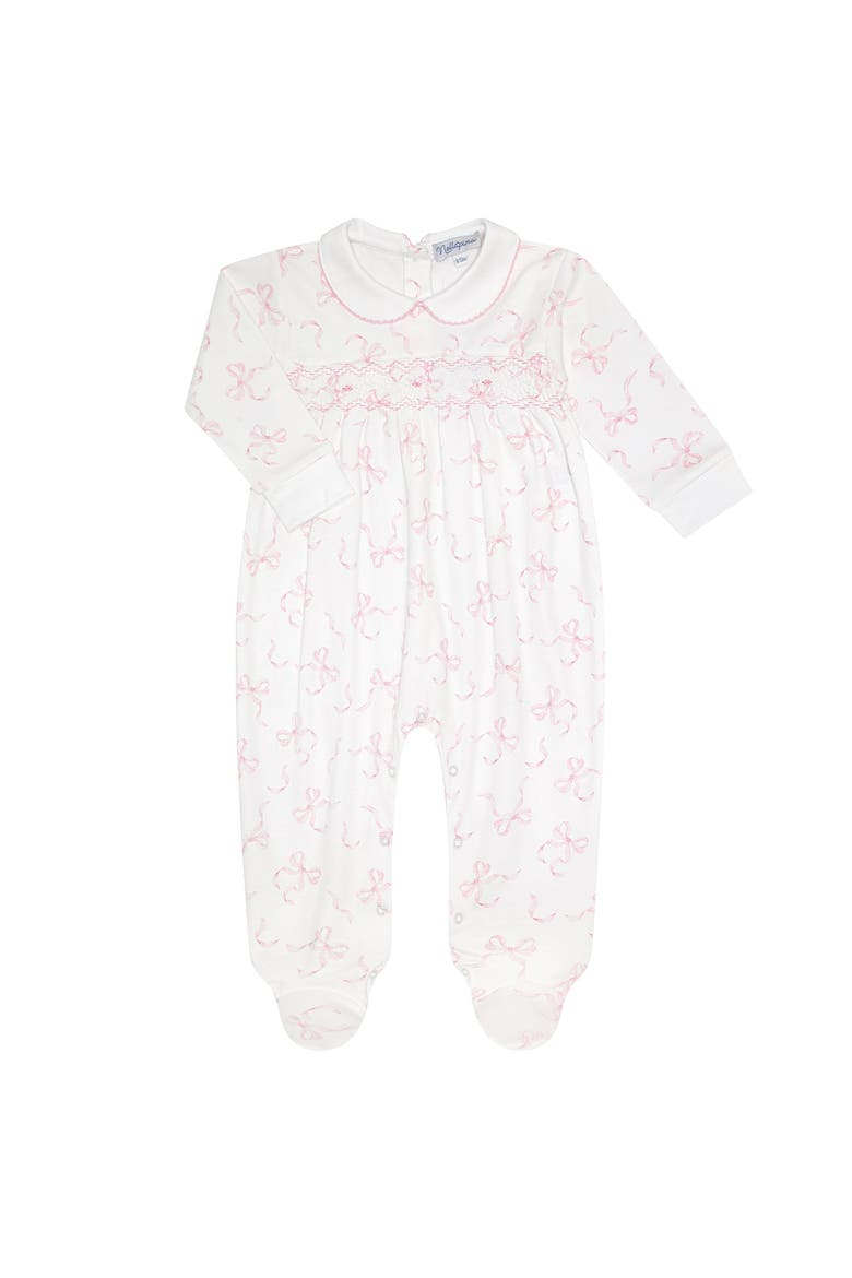 Charming Bows Print Smocked Footie - Baby, Main, color, Pink