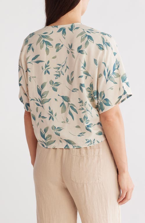 RENEE C RENEE C FLORAL SHORT SLEEVE TIE FRONT CROP TOP