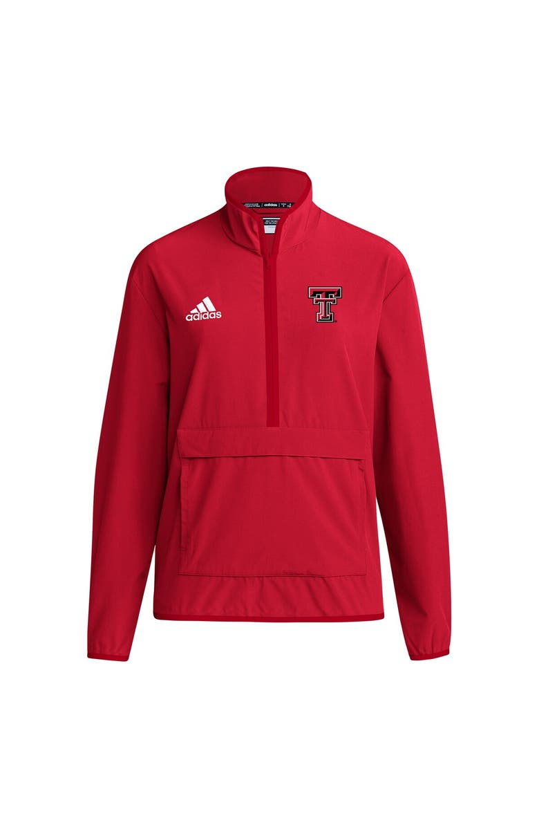 adidas Men's adidas Red Texas Tech Red Raiders 2024 Coaches Sideline Long Sleeve Quarter-Zip Top, Alternate, color, Red